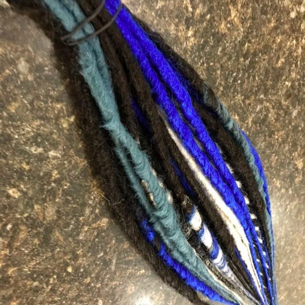 15 Blue & Black Dreads Dreadlocks Hair Extensions